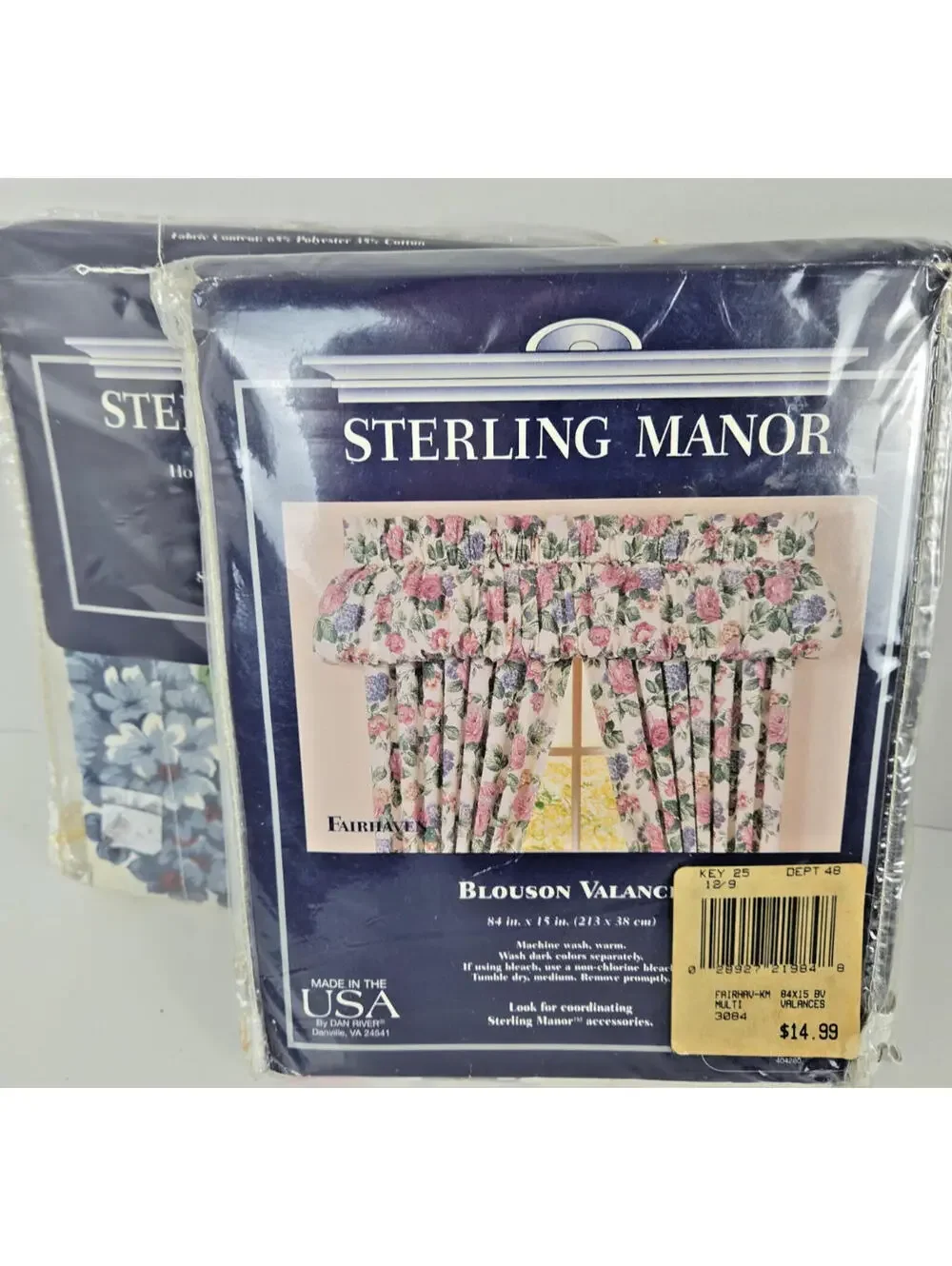 Sterling Manor Fairhaven Blouson Valance 84x15 Floral Window Decor NOS Set of 2